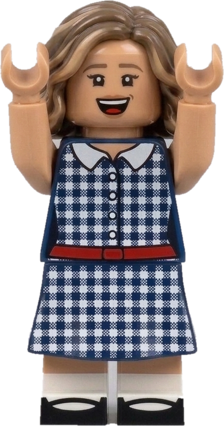 Lizzie in a 1950s gingham dress